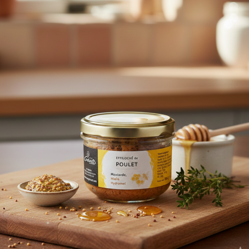 Effiloché de poulet - Moutarde, Miel et Hydromel