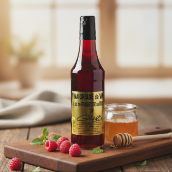 Vinaigre au miel et jus de framboise